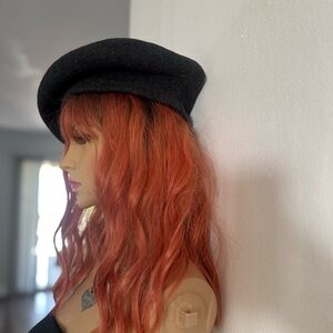 vintage wool Basque beret, a classic French-style hat charcoal grey 100% wool